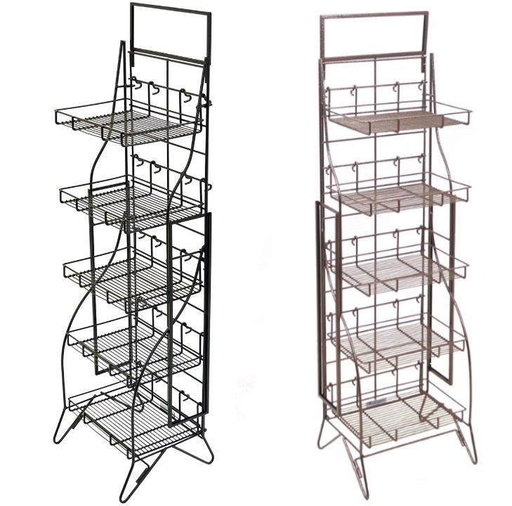 5 Shelf Black Folding Display Rack w/Sign Frame