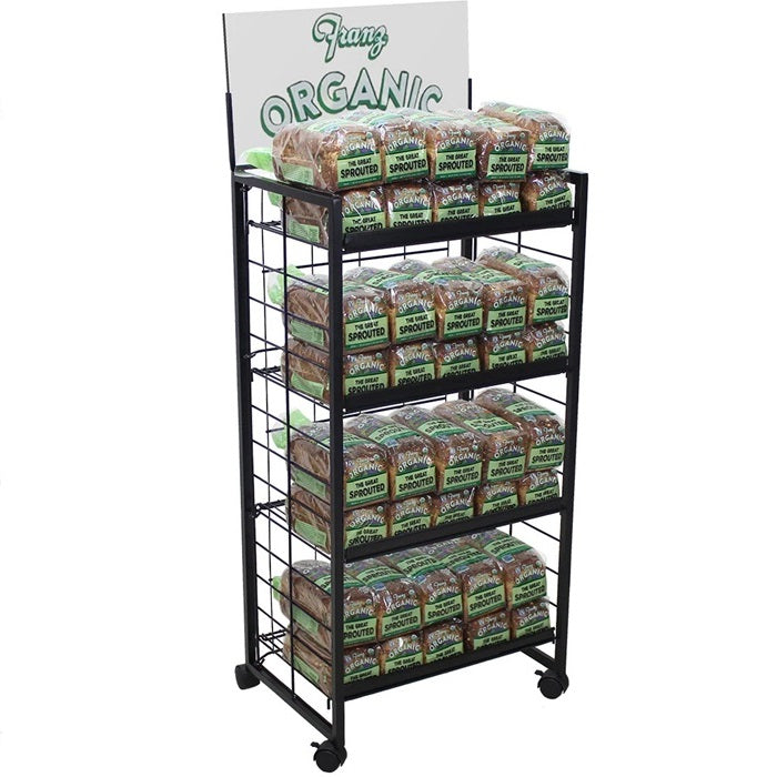 Adjustable 4 Shelf Black Fold-Up Wire Rack